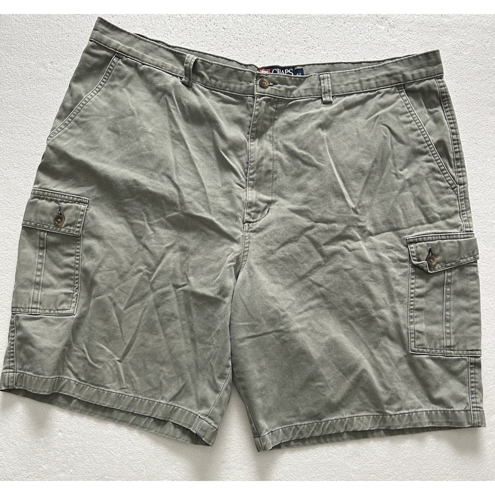 Chaps Cotton Khaki Shorts Men Size 38 Tan Beige Flat Front Chino Walking Classic